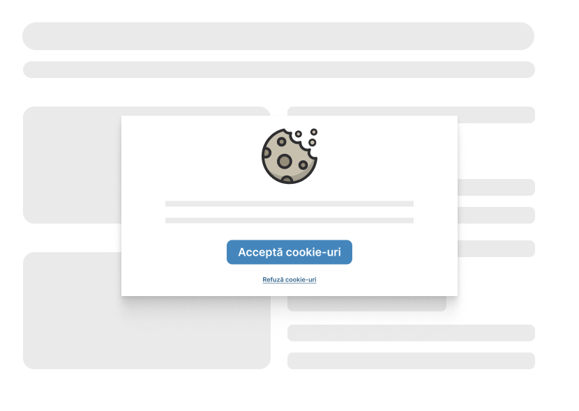 cookie banner cu un buton de respinge mai putin vizibil